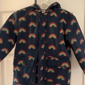 Gymboree Girl’s Rainbow Rain Coat Lined Blue - Size S (5-6)